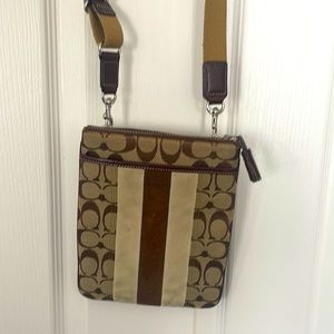 Vintage Canvas, suede and leather crossbody purse